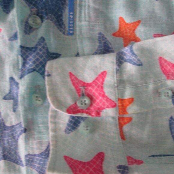 escales Paris multicolor print linen shirt - Picture 6 of 9